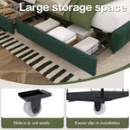 HYLEORY Struttura Letto Queen con Contenitore con 4 Cassetti e Testiera, Letto a Piattaforma Imbottito