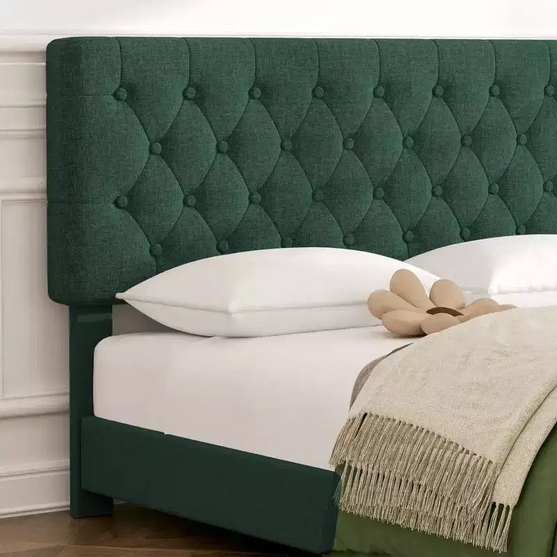 HYLEORY Struttura Letto Queen con Contenitore con 4 Cassetti e Testiera, Letto a Piattaforma Imbottito