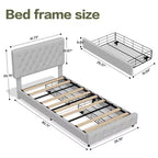HYLEORY Struttura Letto Queen con Contenitore con 4 Cassetti e Testiera, Letto a Piattaforma Imbottito