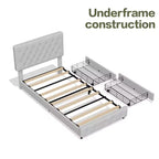 HYLEORY Struttura Letto Queen con Contenitore con 4 Cassetti e Testiera, Letto a Piattaforma Imbottito