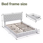 HYLEORY Struttura Letto Queen con Contenitore con 4 Cassetti e Testiera, Letto a Piattaforma Imbottito
