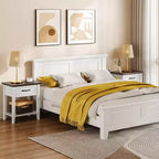 Whizmax Comodino, Tavolino da divano con cassetto, Tavolino per spazi, 2 ripiani con cassettiera, Comodino per soggiorno, camera da letto, Bianco