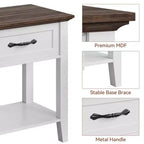 Whizmax Comodino, Tavolino da divano con cassetto, Tavolino per spazi, 2 ripiani con cassettiera, Comodino per soggiorno, camera da letto, Bianco
