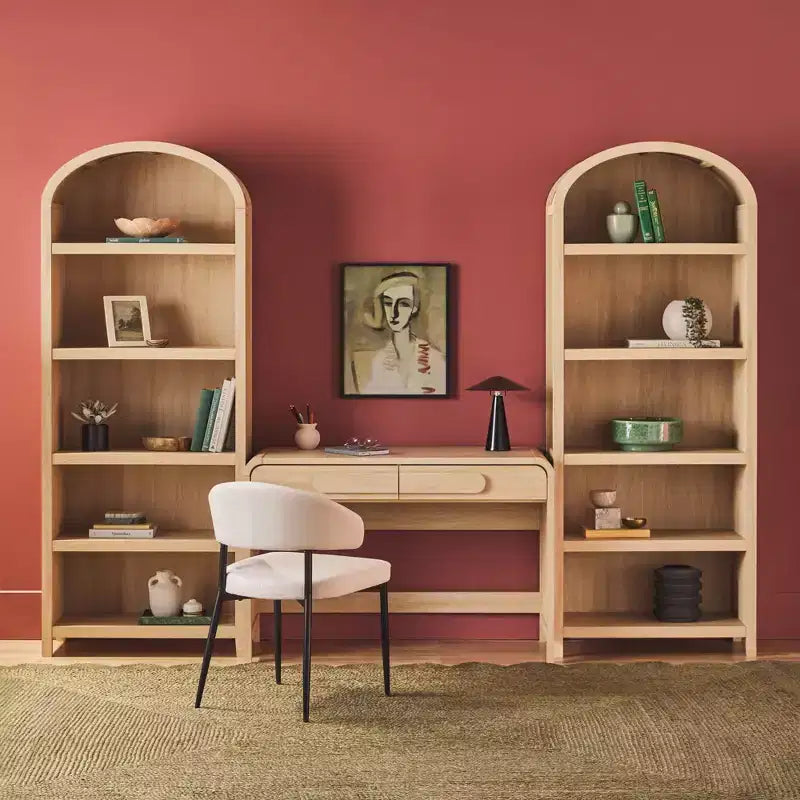 Saracina Home Scrivania moderna a 3 pezzi con 2 librerie aperte ad arco