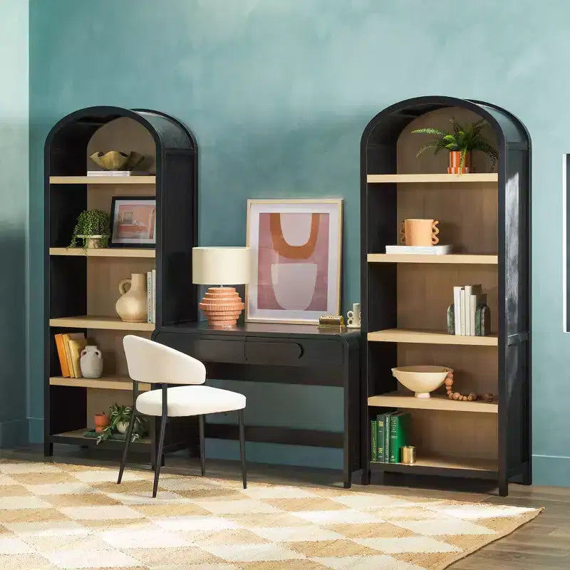 Saracina Home Scrivania moderna a 3 pezzi con 2 librerie aperte ad arco