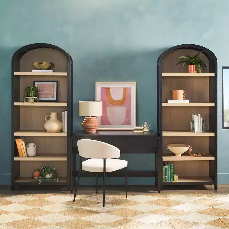 Saracina Home Scrivania moderna a 3 pezzi con 2 librerie aperte ad arco