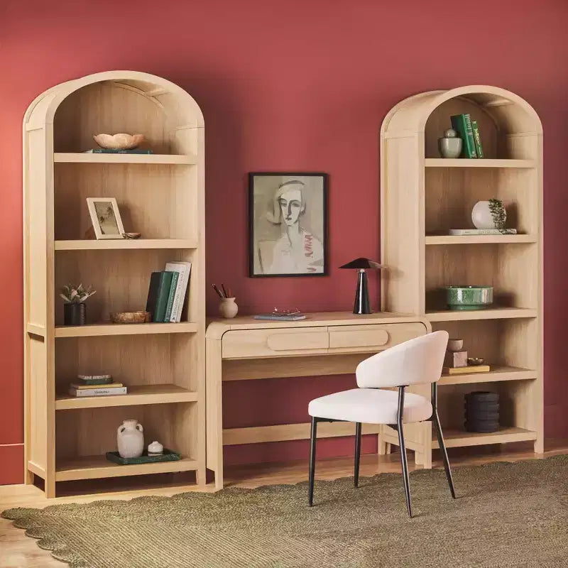 Saracina Home Scrivania moderna a 3 pezzi con 2 librerie aperte ad arco