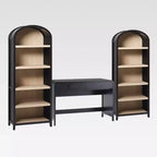 Saracina Home 3pc Modern Writing Desk with 2 Open Arched Bookshelves