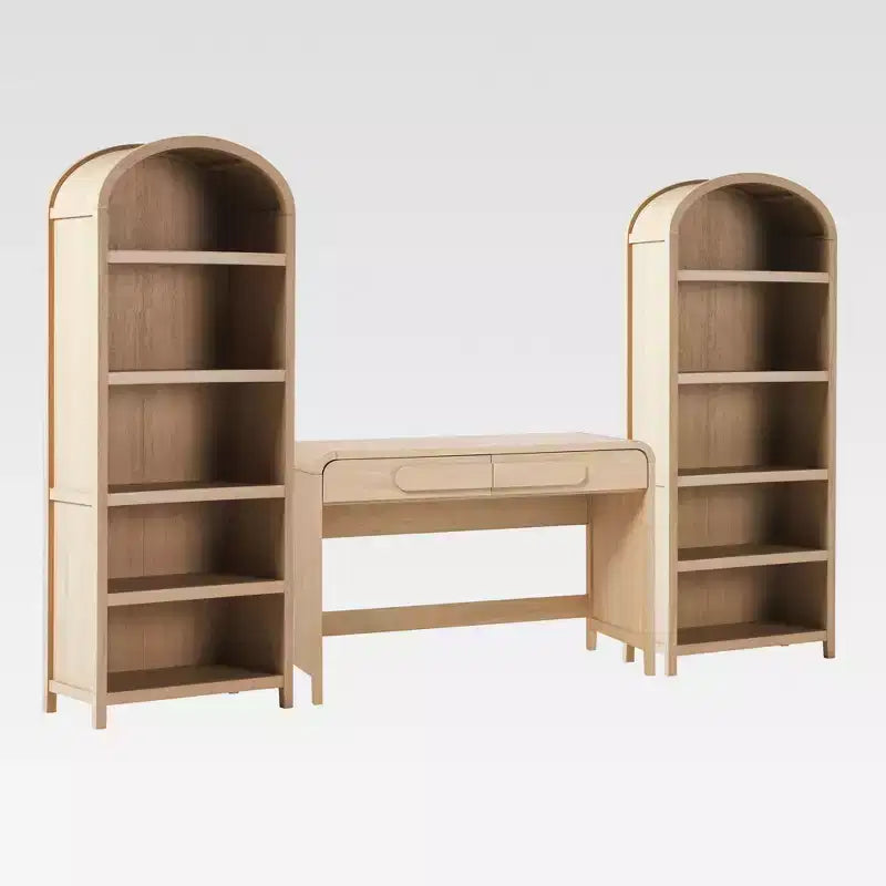 Saracina Home Scrivania moderna a 3 pezzi con 2 librerie aperte ad arco