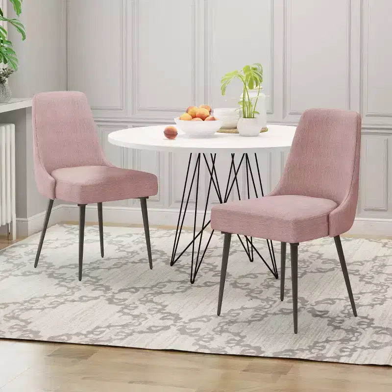 GDFStudio Ancona Sedie da Pranzo Moderne Imbottite con Schienale Curvo e Gambe in Metallo (Set da 2)