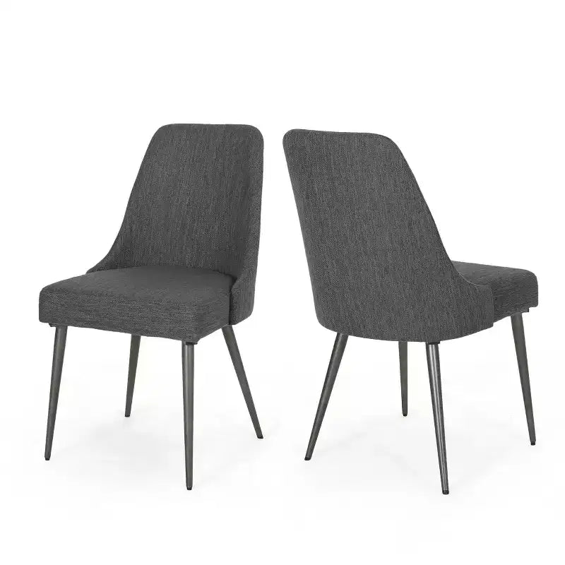 GDFStudio Ancona Modern Upholstered Dining Chairs with Curved Backrest and Metal Legs (Set of 2)