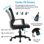 Sedia da ufficio ergonomica regolabile in rete con supporto lombare e girevole a 360°