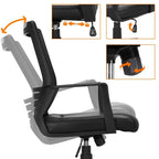 Sedia da ufficio ergonomica regolabile in rete con supporto lombare e girevole a 360°