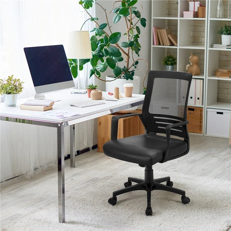 Sedia da ufficio ergonomica regolabile in rete con supporto lombare e girevole a 360°