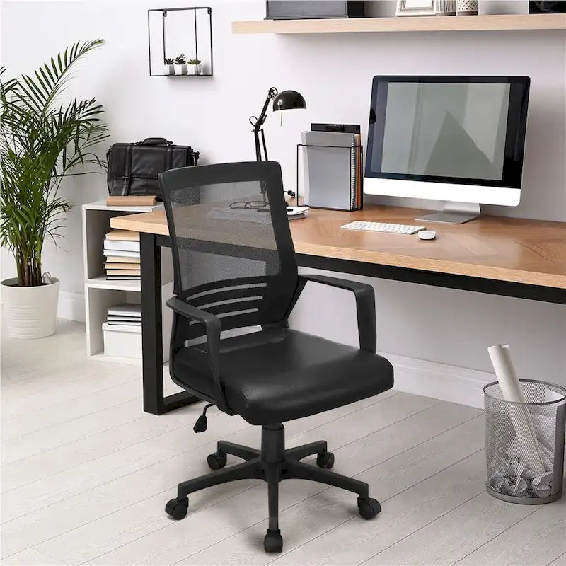 Sedia da ufficio ergonomica regolabile in rete con supporto lombare e girevole a 360°