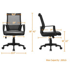 Sedia da ufficio ergonomica regolabile in rete con supporto lombare e girevole a 360°