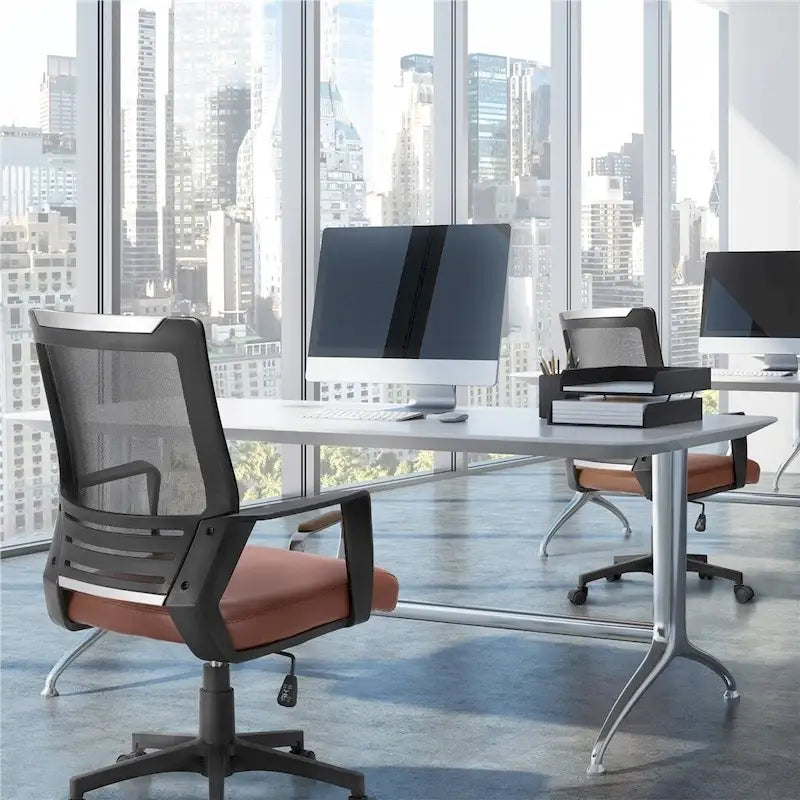 Sedia da ufficio ergonomica regolabile in rete con supporto lombare e girevole a 360°