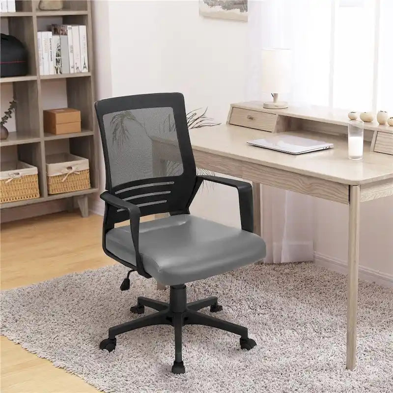 Sedia da ufficio ergonomica regolabile in rete con supporto lombare e girevole a 360°