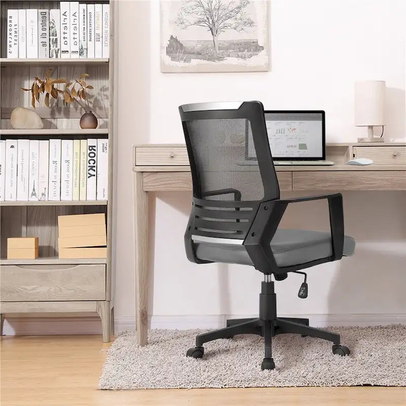 Sedia da ufficio ergonomica regolabile in rete con supporto lombare e girevole a 360°