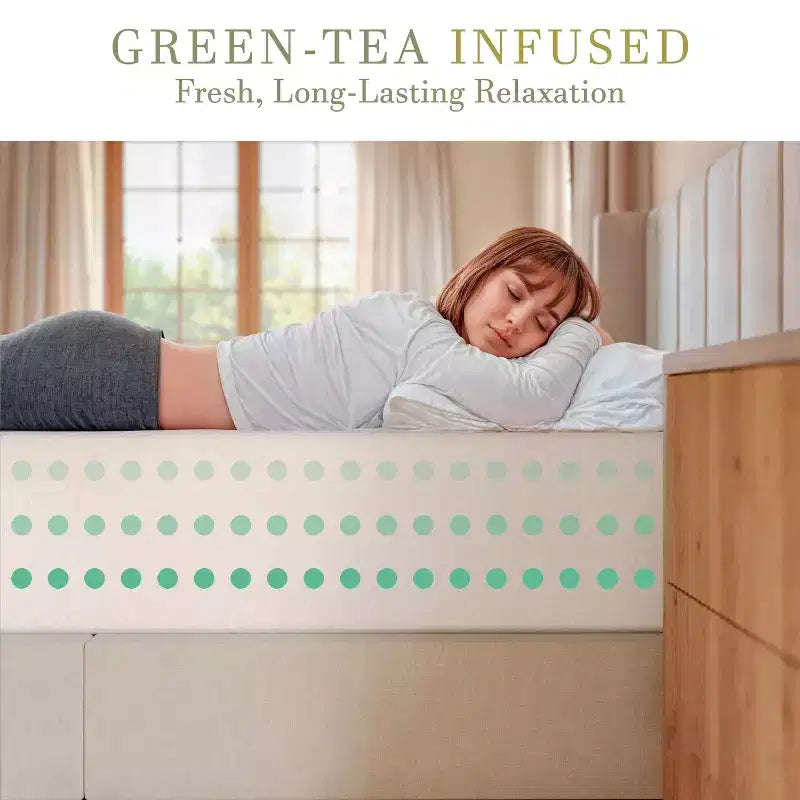 Merrick Lane Materasso in memory foam in scatola a 4 strati, schiuma infusa al tè verde, schiuma a circolazione d'aria, gel rinfrescante, schiuma certificata CertiPUR-US