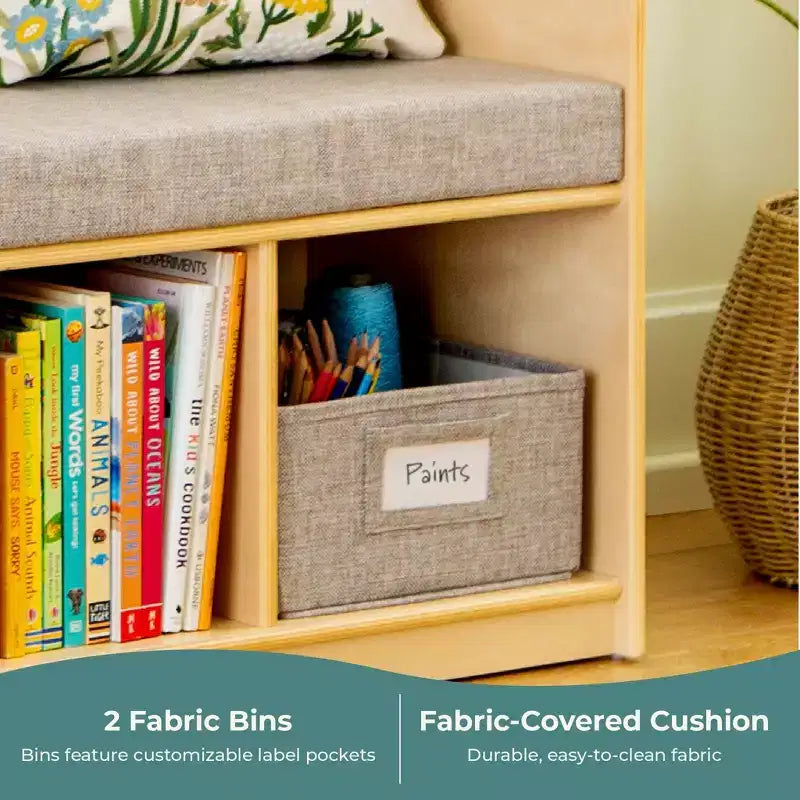 Angolo Lettura per Bambini EdQ di Guidecraft - Bianco: Panca Contenitore/Libreria per Bambini con Scomparti e Cesti