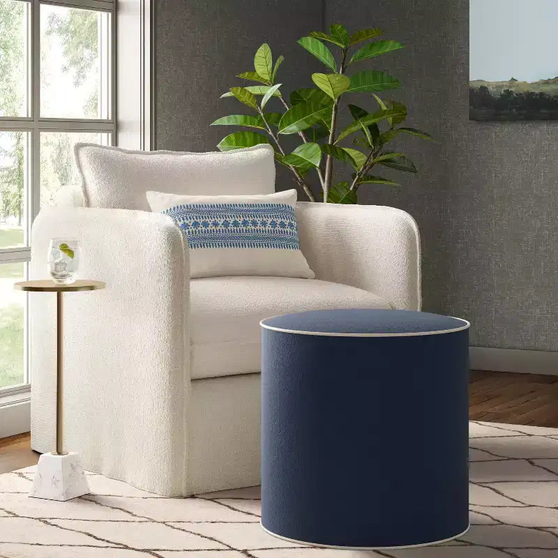 Pouf Contenitore Welt Drum in Velluto - Threshold