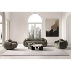 Divano 3 pezzi Manhattan Comfort Tribeca imbottito in ciniglia da 85,8" e 2 poltrone accentate