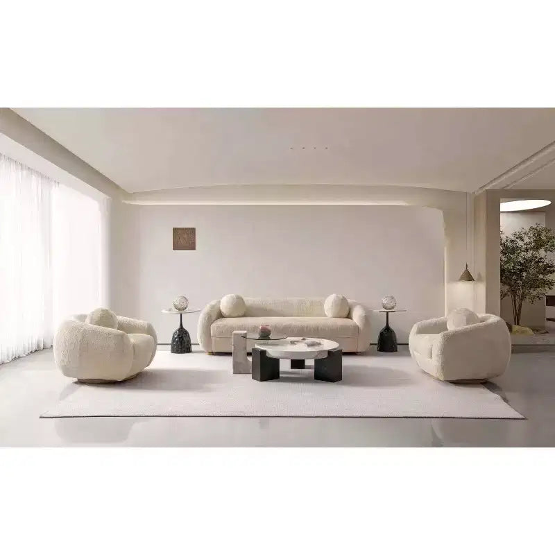 Divano 3 pezzi Manhattan Comfort Tribeca imbottito in ciniglia da 85,8" e 2 poltrone accentate
