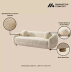 Divano 3 pezzi Manhattan Comfort Tribeca imbottito in ciniglia da 85,8" e 2 poltrone accentate