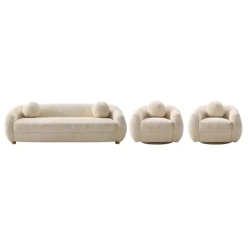 Manhattan Comfort 3pc Tribeca Chenille Upholstered 85.8" Sofa and 2 Accent Chairs