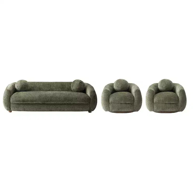 Divano 3 pezzi Manhattan Comfort Tribeca imbottito in ciniglia da 85,8" e 2 poltrone accentate