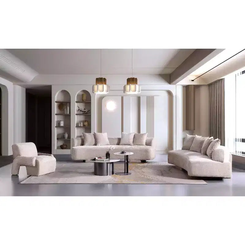 Set divano e poltrona d'accento Manhattan Comfort Verandah in ciniglia imbottiti, 3 pz.