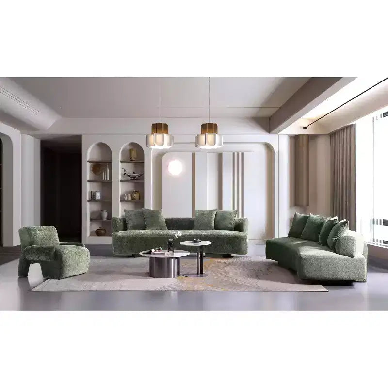 Set divano e poltrona d'accento Manhattan Comfort Verandah in ciniglia imbottiti, 3 pz.