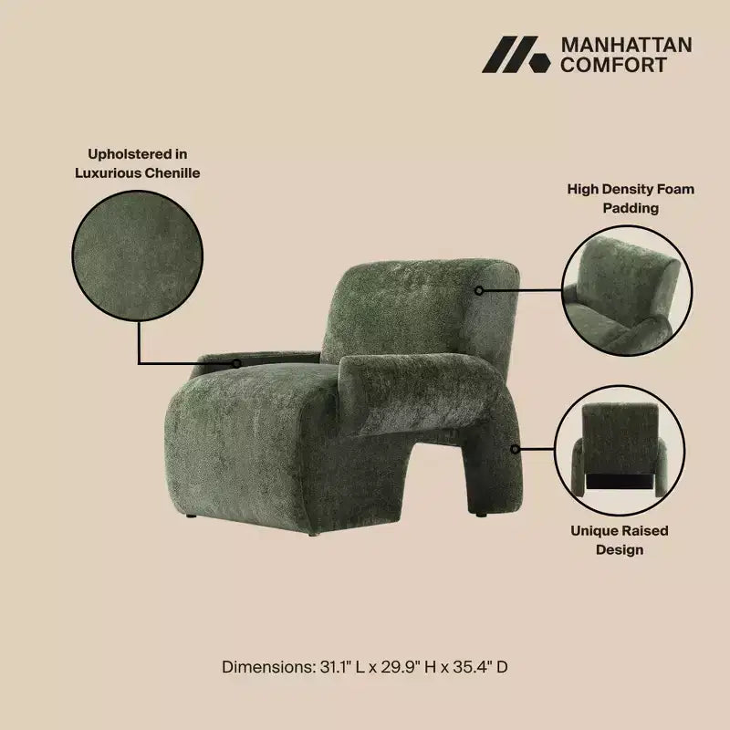 Set divano e poltrona d'accento Manhattan Comfort Verandah in ciniglia imbottiti, 3 pz.