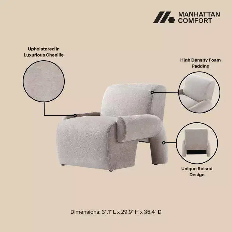 Set divano e poltrona d'accento Manhattan Comfort Verandah in ciniglia imbottiti, 3 pz.