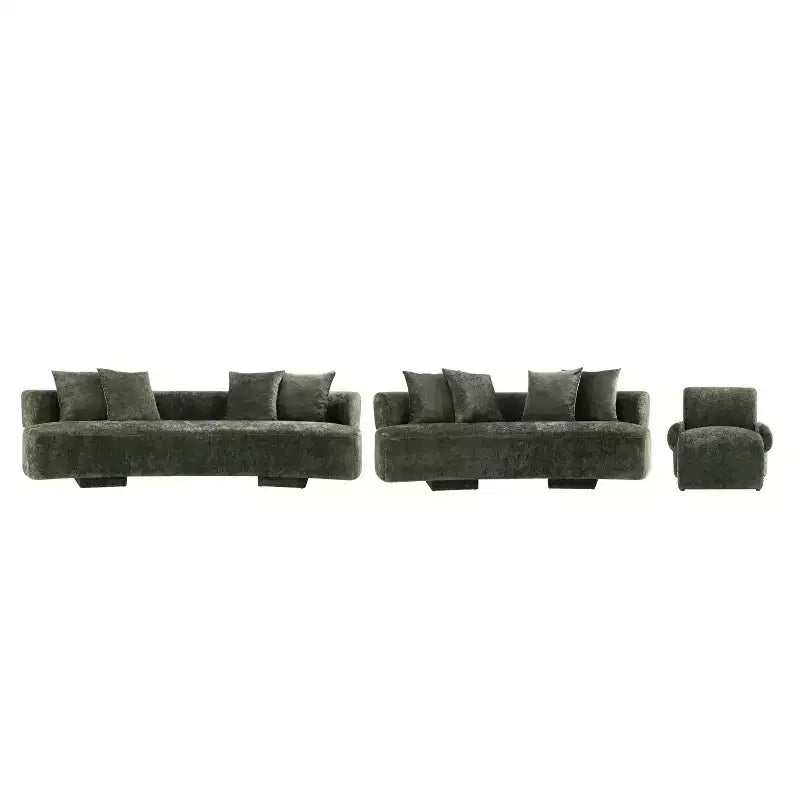 Set divano e poltrona d'accento Manhattan Comfort Verandah in ciniglia imbottiti, 3 pz.