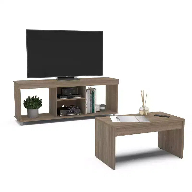 Polifurniture Set 2 Pezzi da Soggiorno con Mobile TV e Tavolino da Caffè
