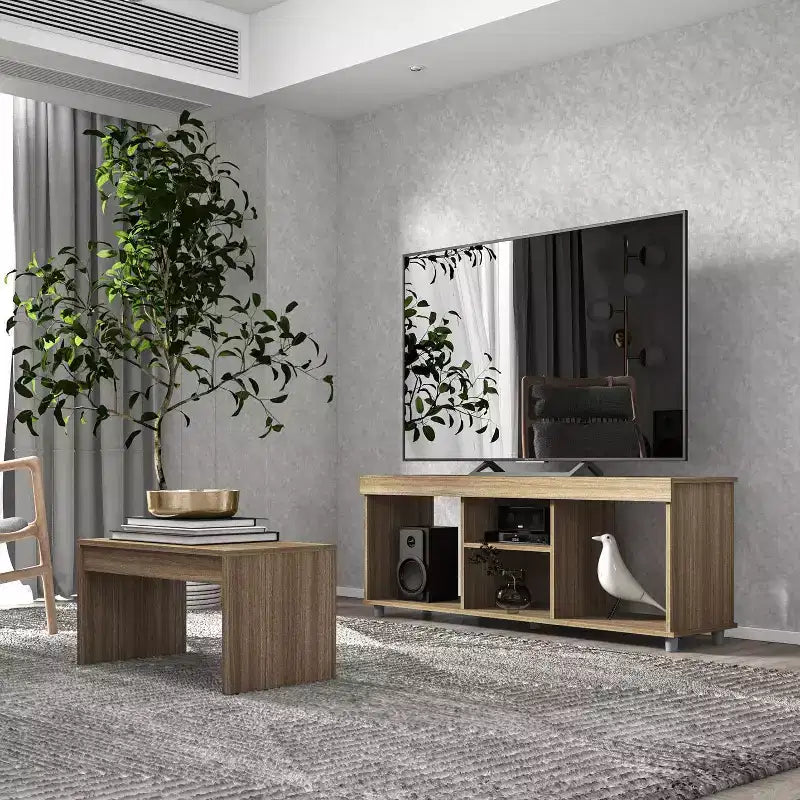 Polifurniture Set 2 Pezzi da Soggiorno con Mobile TV e Tavolino da Caffè