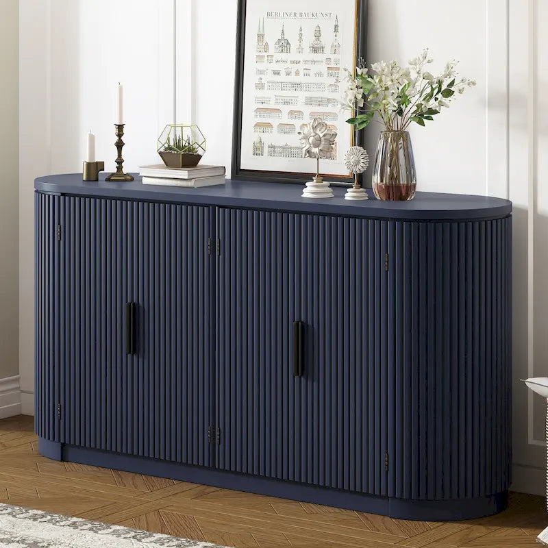 Credenza da ufficio verticale a righe con maniglie in metallo, regolabile, adatta per studio, ingresso e soggiorno