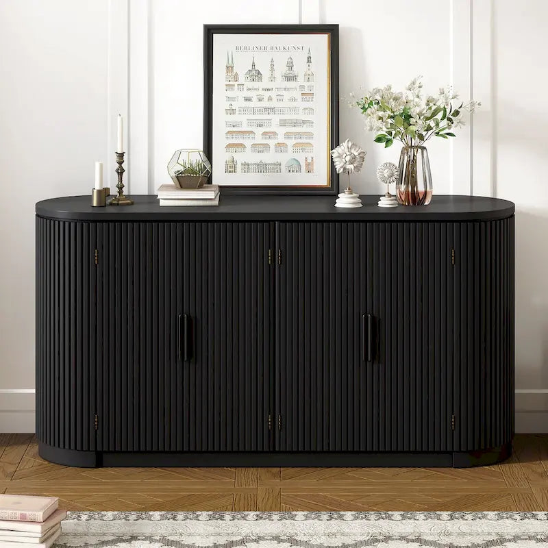 Credenza da ufficio verticale a righe con maniglie in metallo, regolabile, adatta per studio, ingresso e soggiorno