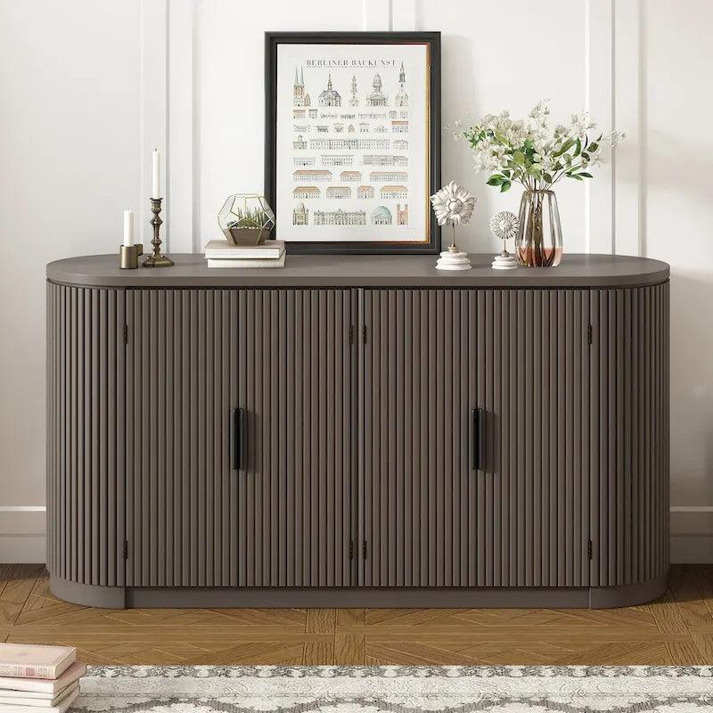 Credenza da ufficio verticale a righe con maniglie in metallo, regolabile, adatta per studio, ingresso e soggiorno