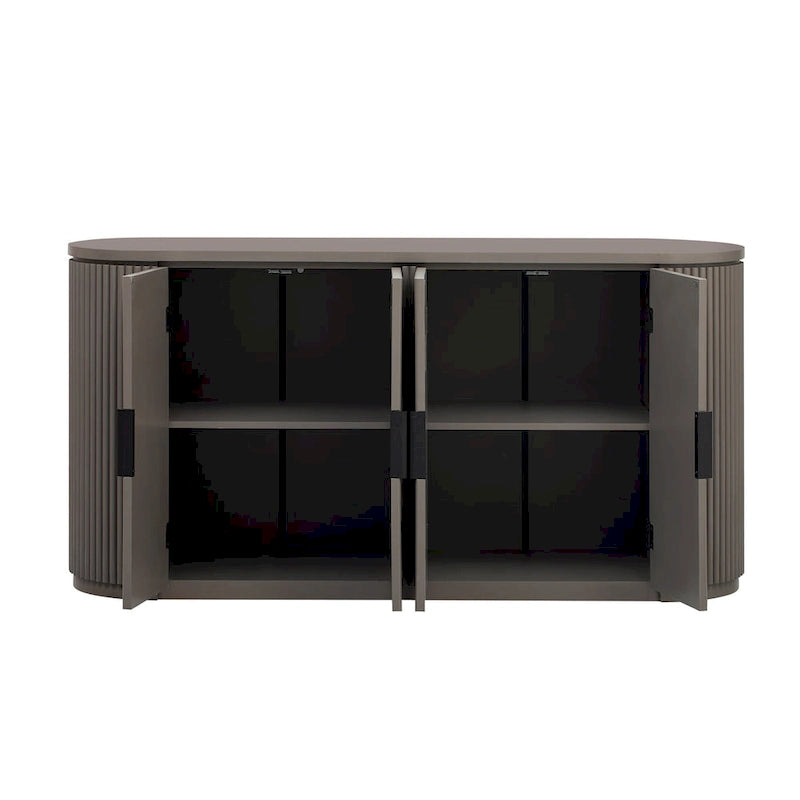 Credenza da ufficio verticale a righe con maniglie in metallo, regolabile, adatta per studio, ingresso e soggiorno