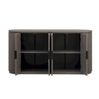 Credenza da ufficio verticale a righe con maniglie in metallo, regolabile, adatta per studio, ingresso e soggiorno
