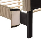 Letto a piattaforma Queen miBasics Beckman imbottito in velluto a coste con fodera rimovibile