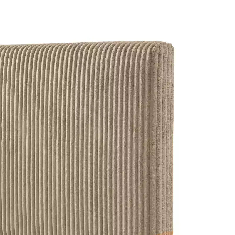 Letto a piattaforma Queen miBasics Beckman imbottito in velluto a coste con fodera rimovibile
