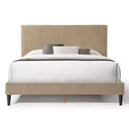 Letto a piattaforma Queen miBasics Beckman imbottito in velluto a coste con fodera rimovibile