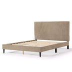 Letto a piattaforma Queen miBasics Beckman imbottito in velluto a coste con fodera rimovibile