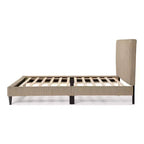 Letto a piattaforma Queen miBasics Beckman imbottito in velluto a coste con fodera rimovibile
