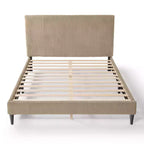 Letto a piattaforma Queen miBasics Beckman imbottito in velluto a coste con fodera rimovibile