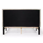 Letto a piattaforma Queen miBasics Beckman imbottito in velluto a coste con fodera rimovibile
